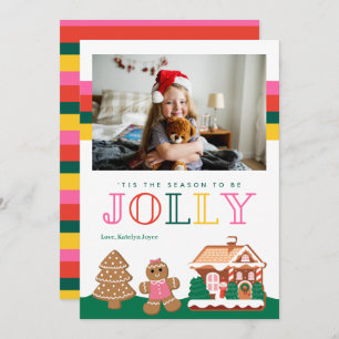 Cute Jolly Gingerbread Christmas Photo Card