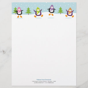 Cute Jolly Jumping Penguins Novelty Letterhead