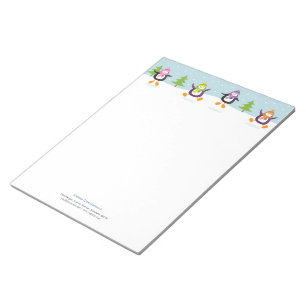 Cute Jolly Jumping Penguins Novelty Personalised Notepad