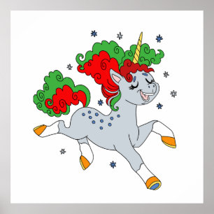 Cute jolly unicorn poster