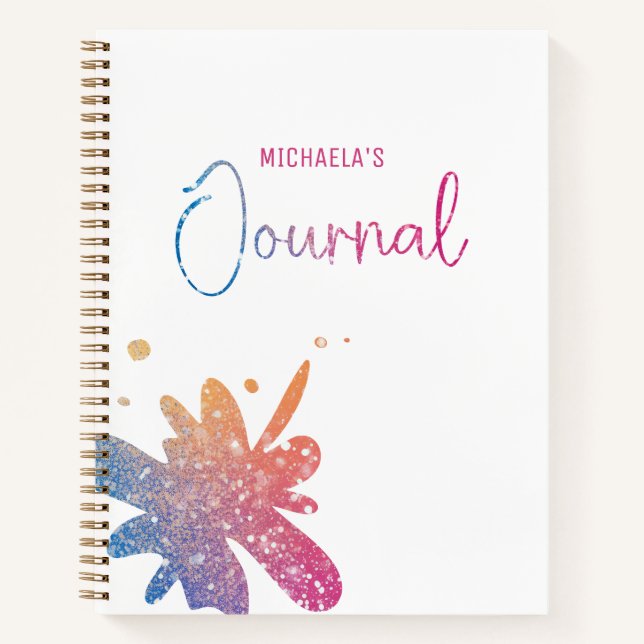 Cute Journal Glitter Splatter Notebook (Front)