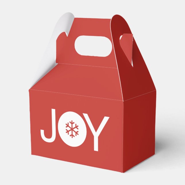 Cute Joy Christmas Red Favour Box (Front Side)