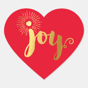 CUTE JOY HEART SEAL modern gold foil christmas red