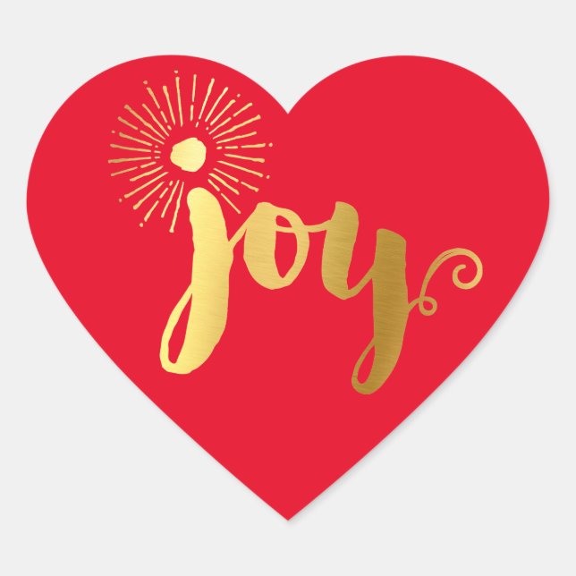 CUTE JOY HEART SEAL modern gold foil christmas red (Front)