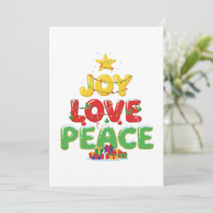Cute Joy Love Peace Christmas Tree Festive Invitation