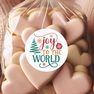 Cute 'Joy to the World' Christmas Classic Round Sticker