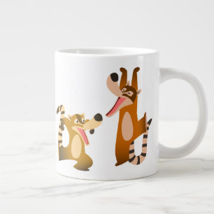 Cute Joyful Cartoon Coatimundis Large Coffee Mug