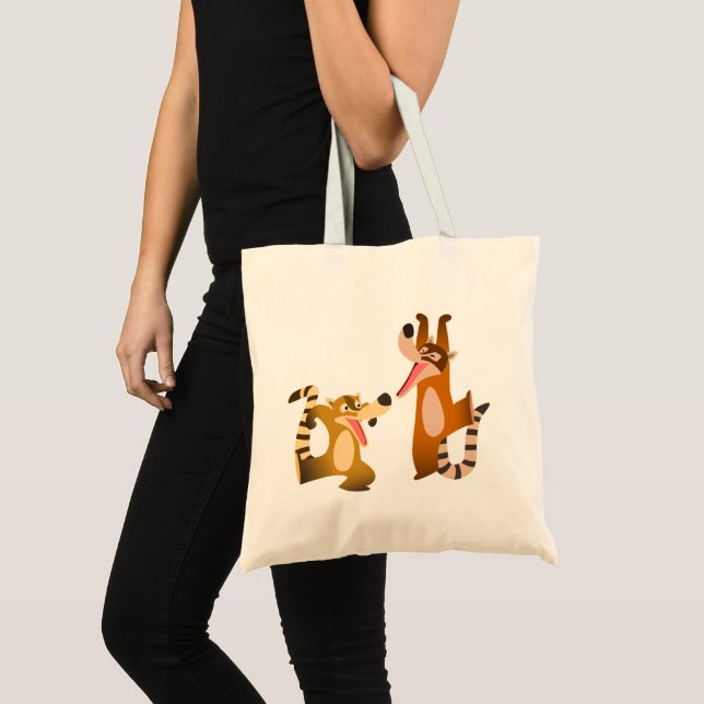 Cute Joyful Cartoon Coatimundis Tote Bag (Front (Product))