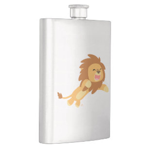 Cute Joyful Cartoon Lion Classic Flask