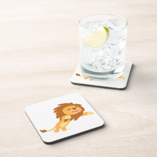 Cute Joyful Cartoon Lion Coasters Set