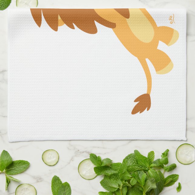 Cute Joyful Cartoon Lion Kitchen Towel (Folded)