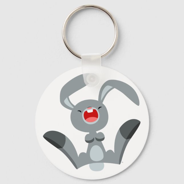 Cute Joyful Cartoon Rabbit Keychain (Front)