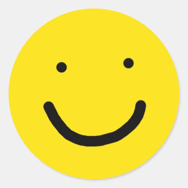 Cute Joyful Lovely Yellow Happy Smiling Face Classic Round Sticker (Front)