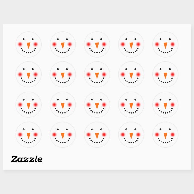 Cute Joyful Snowman Happy Smiling Face Holiday Classic Round Sticker (Sheet)