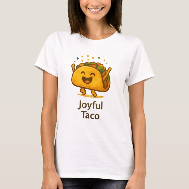 Cute Joyful Taco Women's T-Shirt  Funny Fiesta Tee (Front)