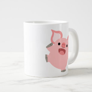 Cute Joyous Cartoon Pig Large Coffee Mug