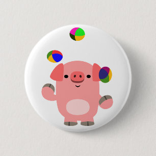 Cute Juggling Cartoon Pig 6 Cm Round Badge
