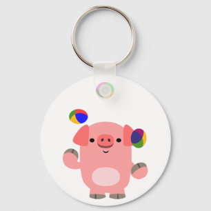 Cute Juggling Cartoon Pig Key Ring