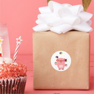 Cute Juggling Cartoon Pig Sticker