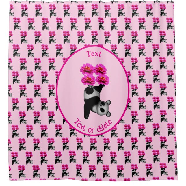 Cute Juggling Panda Bear Personalised Shower Curtain (Front)