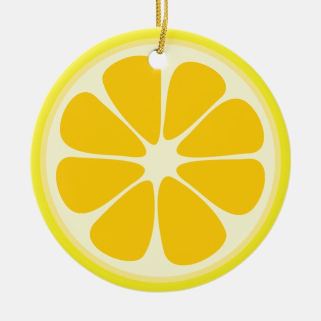 Cute Juicy Citrus Lemon Tropical Fruit Slice Ceramic Tree Decoration (Front)
