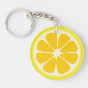 Cute Juicy Citrus Lemon Tropical Fruit Slice Key Ring