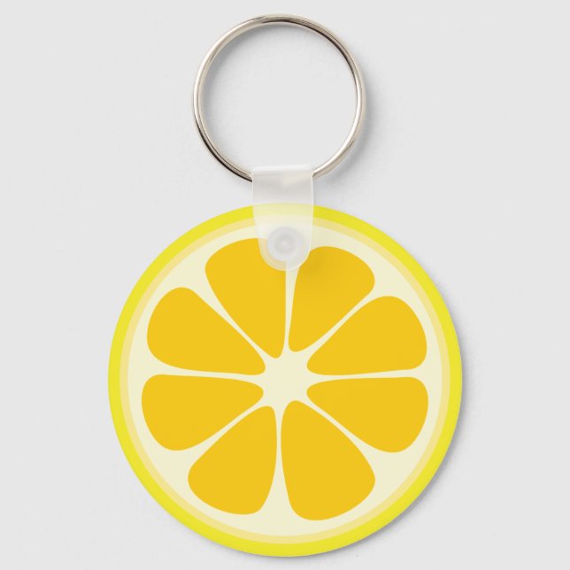 Cute Juicy Citrus Lemon Tropical Fruit Slice Key Ring (Front)