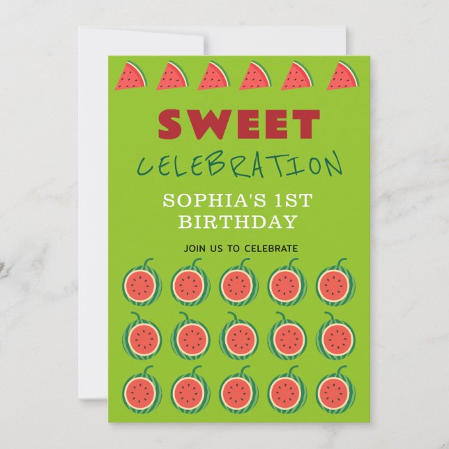 Cute & Juicy Watermelon Theme Invitation (Front)