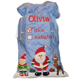 Cute Jumbo Blue Quilted Santa Bag