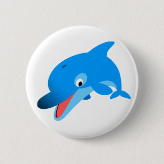 Cute Jumping Cartoon Dolphin Button Badge