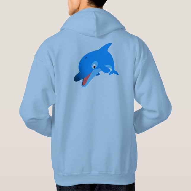 Cute Jumping Cartoon Dolphin Hoodie (Back)