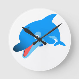 Cute Jumping Cartoon Dolphin Wall Clock