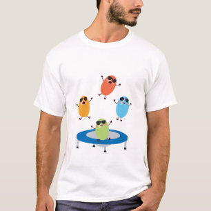 Cute Jumping Jelly Candy Beans Wearing Sunglasses T-Shirt
