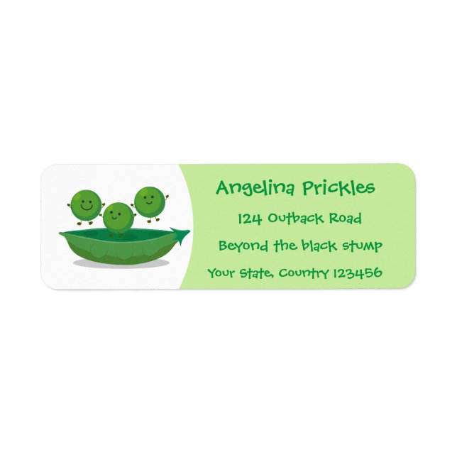 Cute jumping peas in pod cartoon illustration (Front)