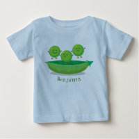 Cute jumping peas in pod cartoon illustration
