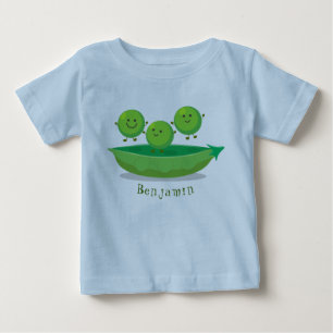 Cute jumping peas in pod cartoon illustration baby T-Shirt
