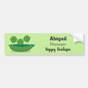 Cute jumping peas in pod cartoon illustration bumper sticker