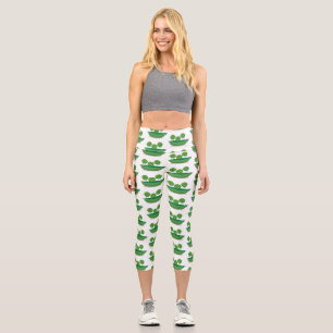 Cute jumping peas in pod cartoon illustration capri leggings