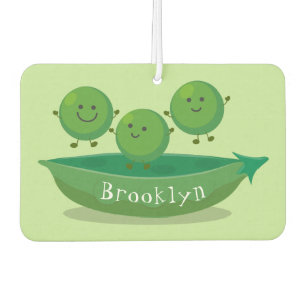 Cute jumping peas in pod cartoon illustration car air freshener