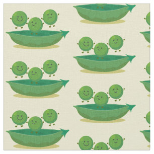 Cute jumping peas in pod cartoon illustration fabric