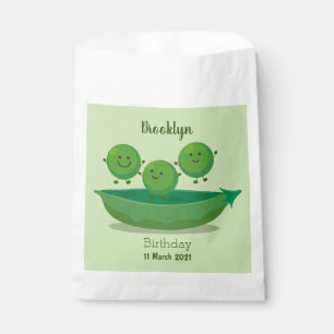 Cute jumping peas in pod cartoon illustration favour bags