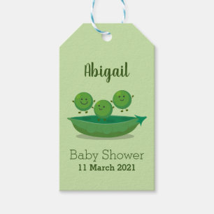 Cute jumping peas in pod cartoon illustration gift tags