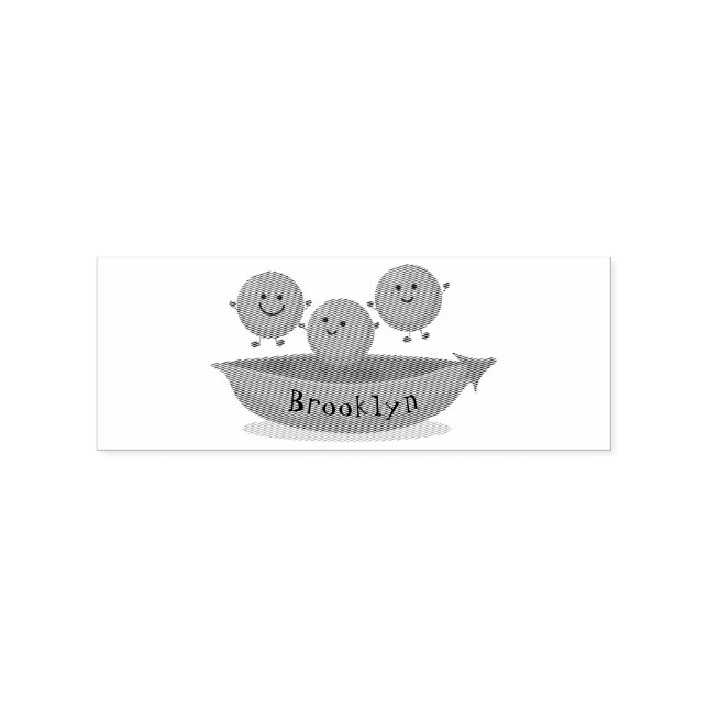 Cute jumping peas in pod cartoon illustration  rubber stamp (Imprint)