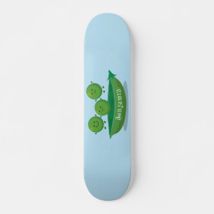 Cute jumping peas in pod cartoon illustration skateboard