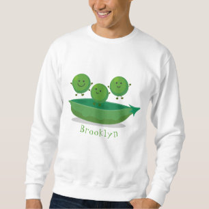 Cute jumping peas in pod cartoon illustration sweatshirt
