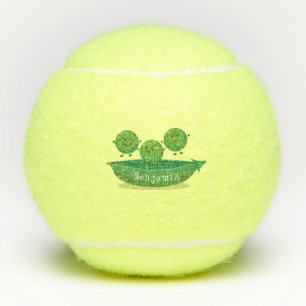 Cute jumping peas in pod cartoon illustration tennis balls