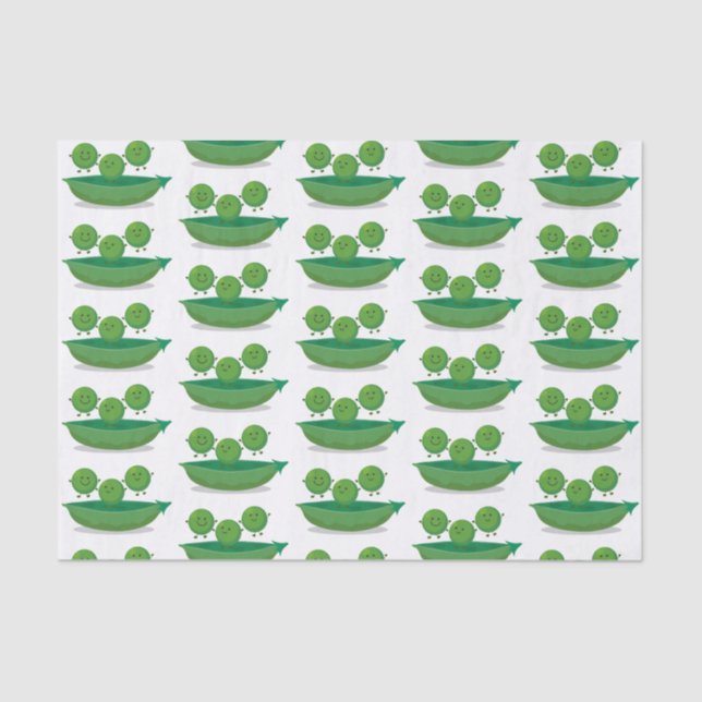 Cute jumping peas in pod cartoon illustration tissue paper (Front)
