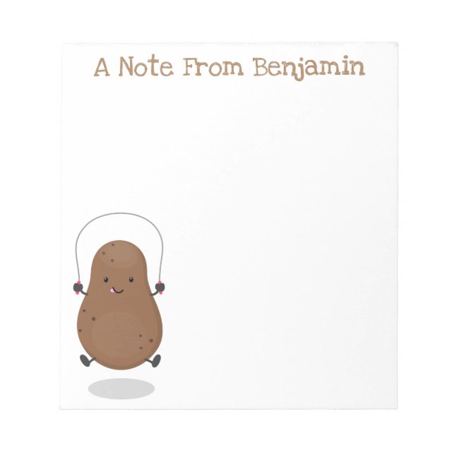 Cute jumping potato green cartoon illustration notepad (Front)