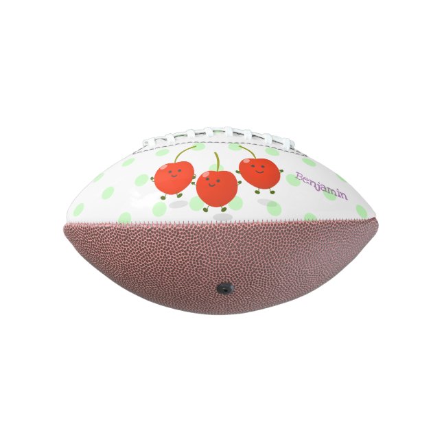 Cute jumping red cherries cartoon illustration american football (Rotated 270)