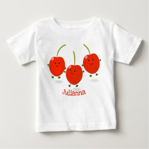 Cute jumping red cherries cartoon illustration baby T-Shirt